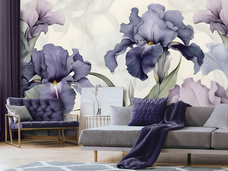 Iris bloemen behang Paars