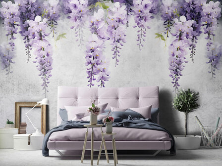 Wisteria fotobehang Paars