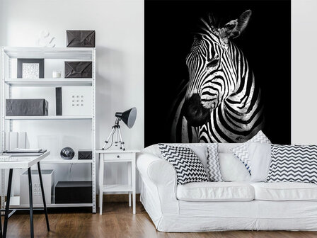 Zebra fotobehang zwart-wit