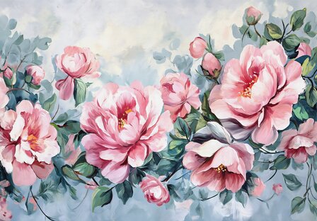 Pioenrozen behang Pink Peonies