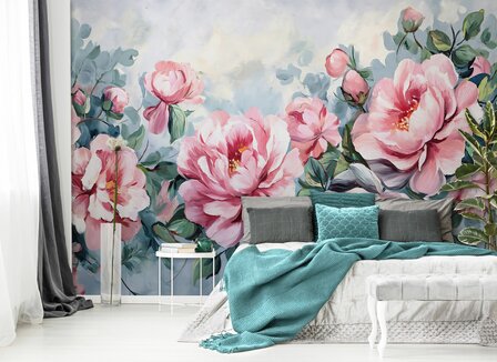 Pioenrozen behang Pink Peonies