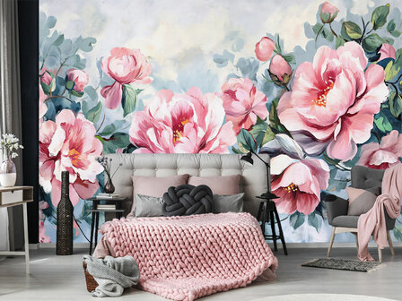 Pioenrozen behang Pink Peonies