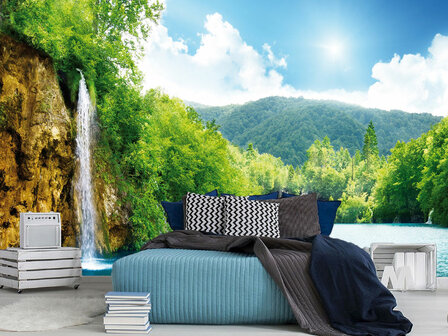 Waterval fotobehang Bergmeer