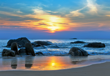 Zonsondergang fotobehang Adriatische zee