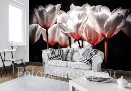 bloemen behang tulpen