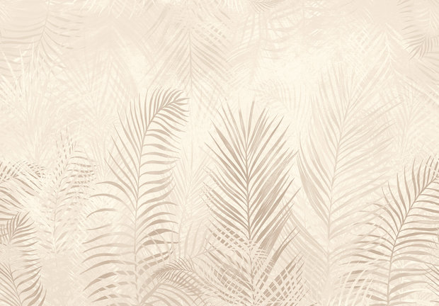 Palmbladeren behang Beige creme