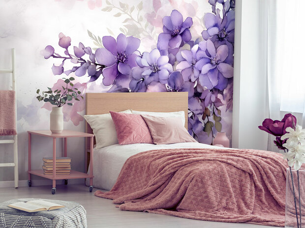 Paarse Bloemen behang Violet