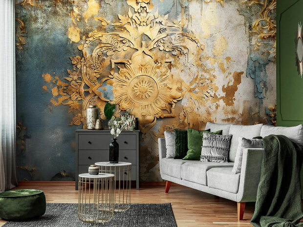 Industrieel behang Gouden Ornament