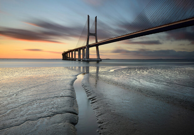 Sunset bridge fotobehang