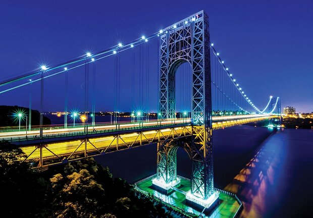 Stadsbrug fotobehang avond 2