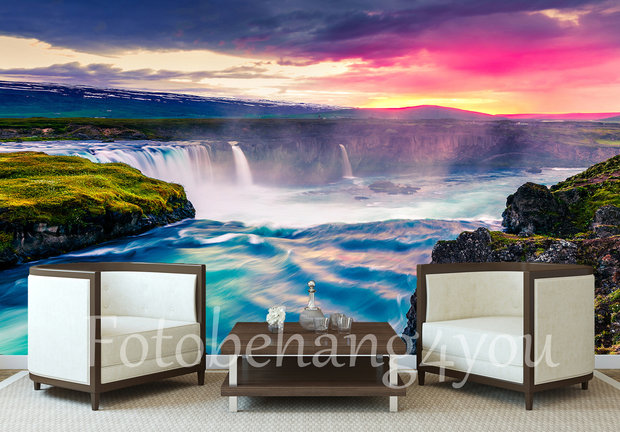 Waterval IJsland poster behang Godafoss